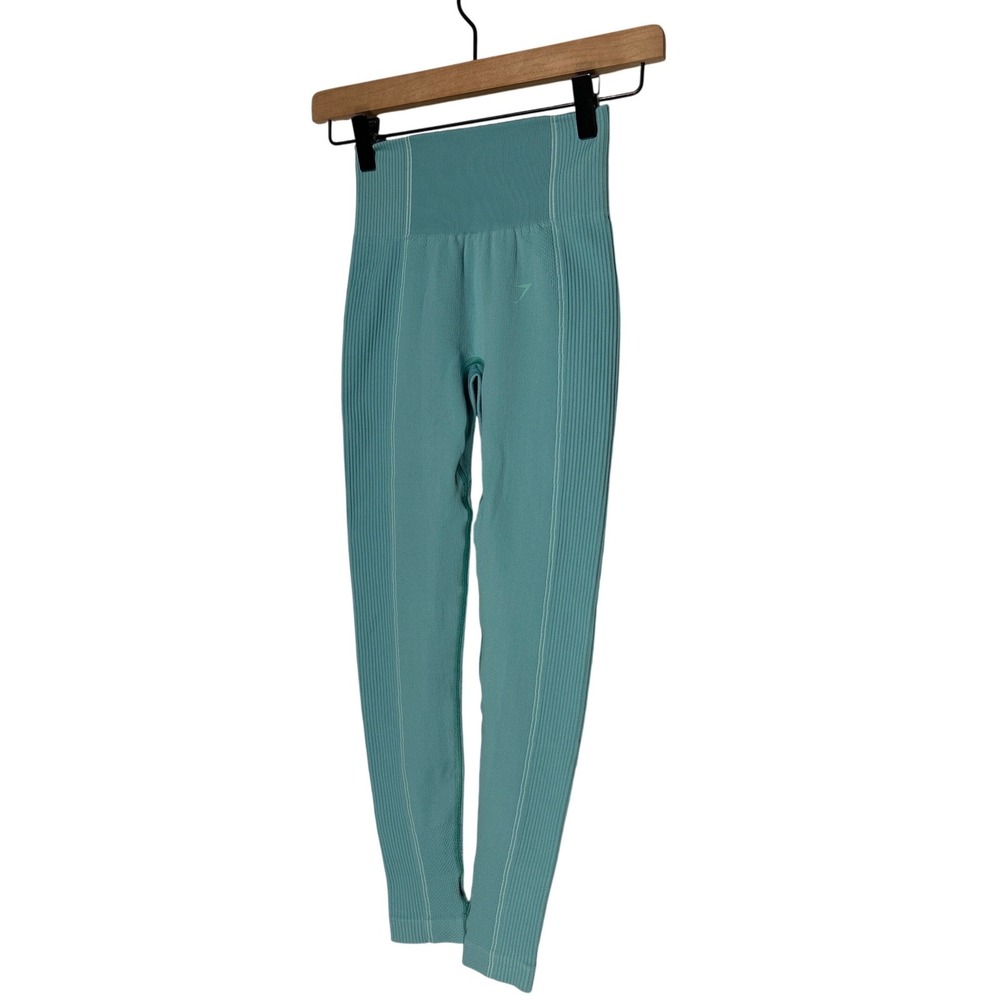 Gymshark High Rise Contour Workout Leggings‎ Teal Green Size XS EUC